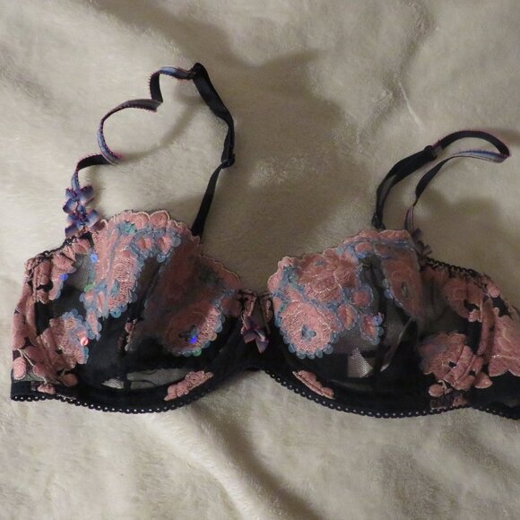 Victoria's Secret Blue Sequin Balconette  34B - Picture 1 of 5